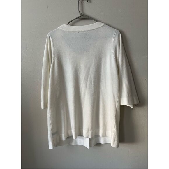 Essentials 14/16W Womens White Half Sleeve Basic Sweater Open Bottom - Picture 4 of 4